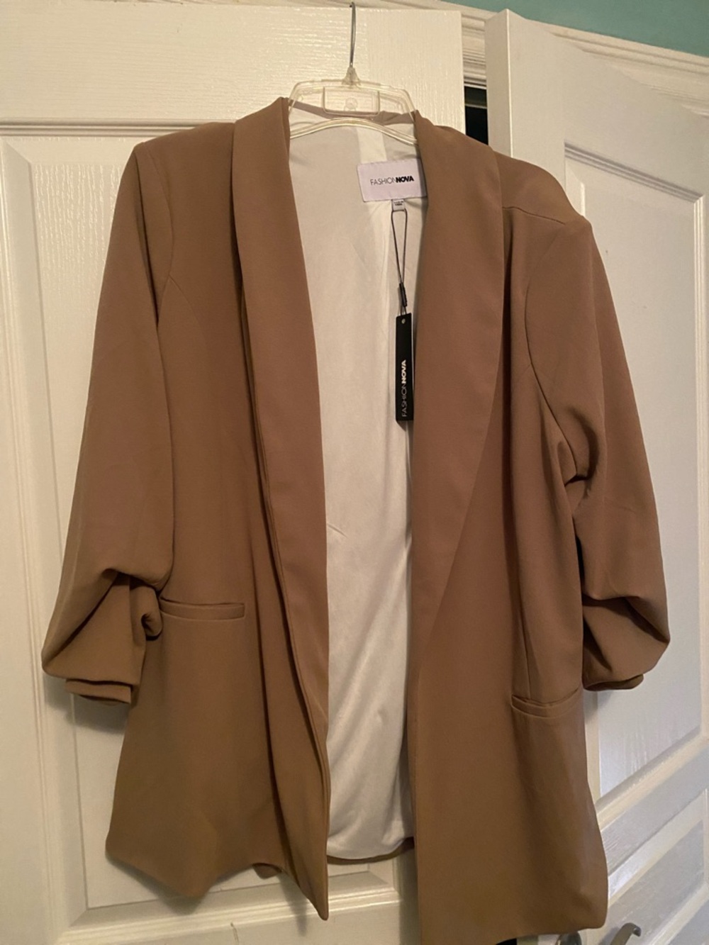 Fashion Nova Women's Camel Open-Front Blazer Jacket